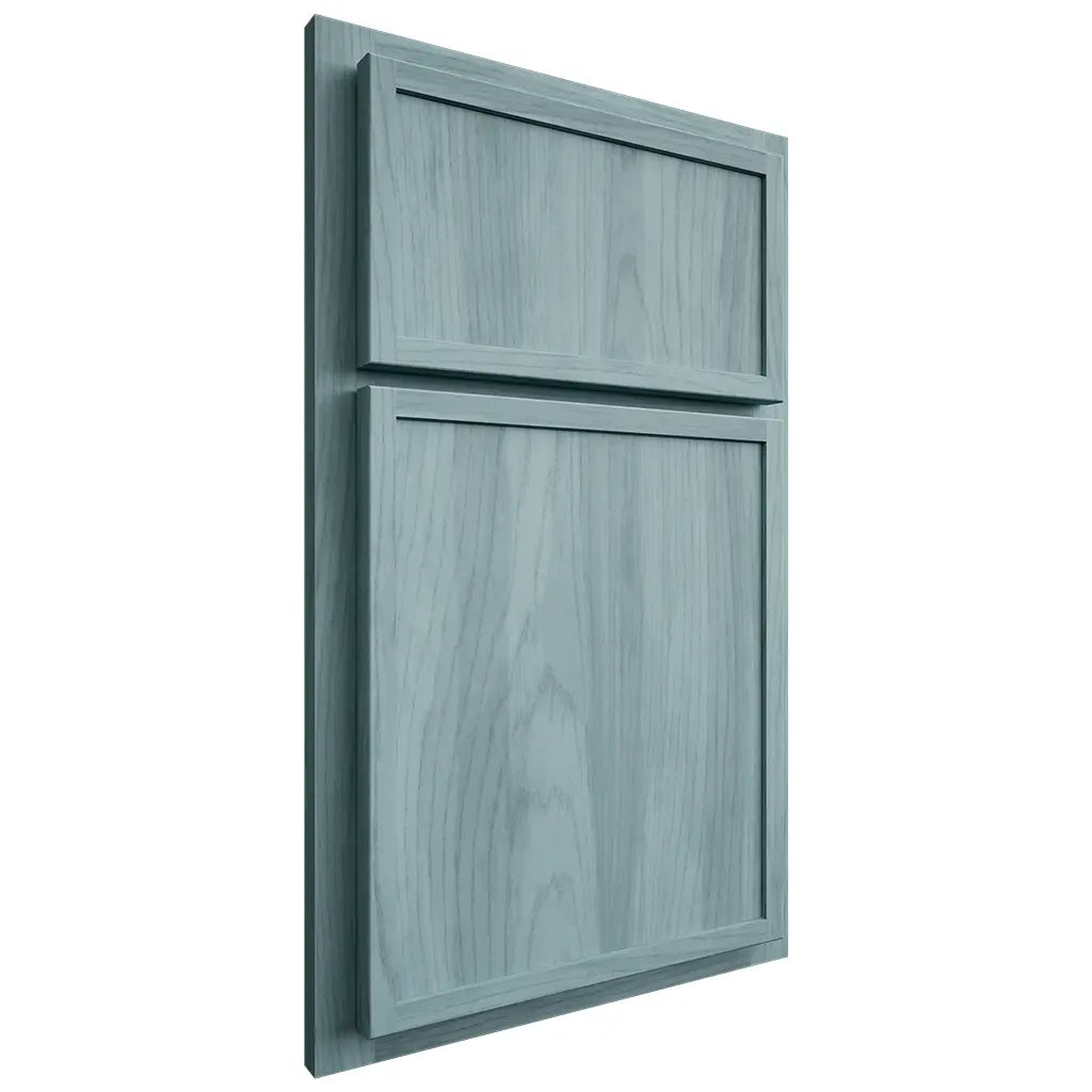 Shiloh Cabinetry Partial Overlay Napa Vertical Hickory Plain Cut Sky Door