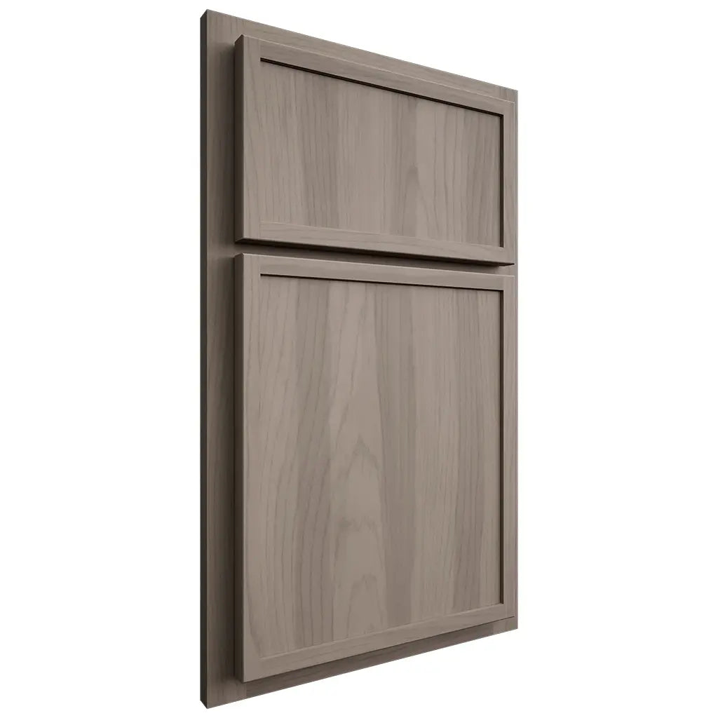 Shiloh Cabinetry Partial Overlay Napa Vertical Hickory Plain Cut Sterling Door
