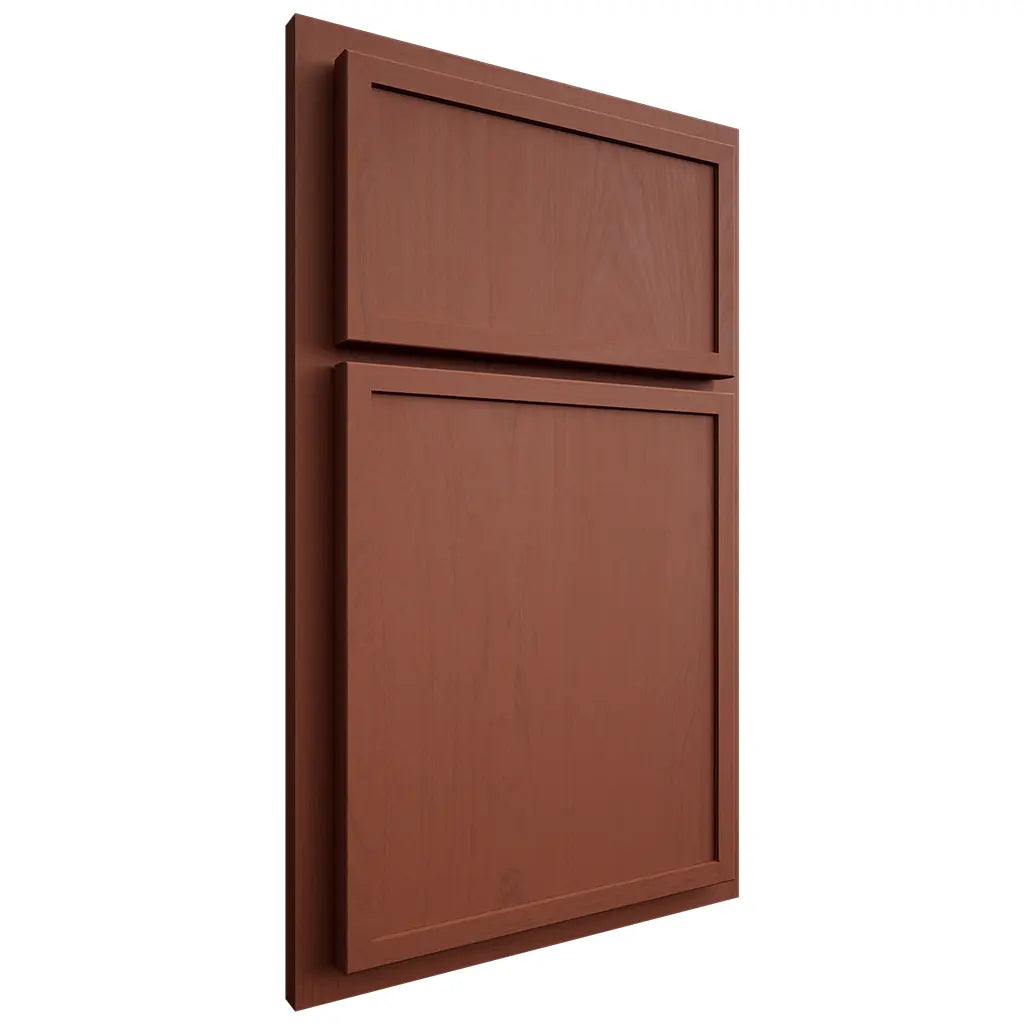 Shiloh Cabinetry Partial Overlay Napa Vertical Maple Plain Cut Cayenne Door