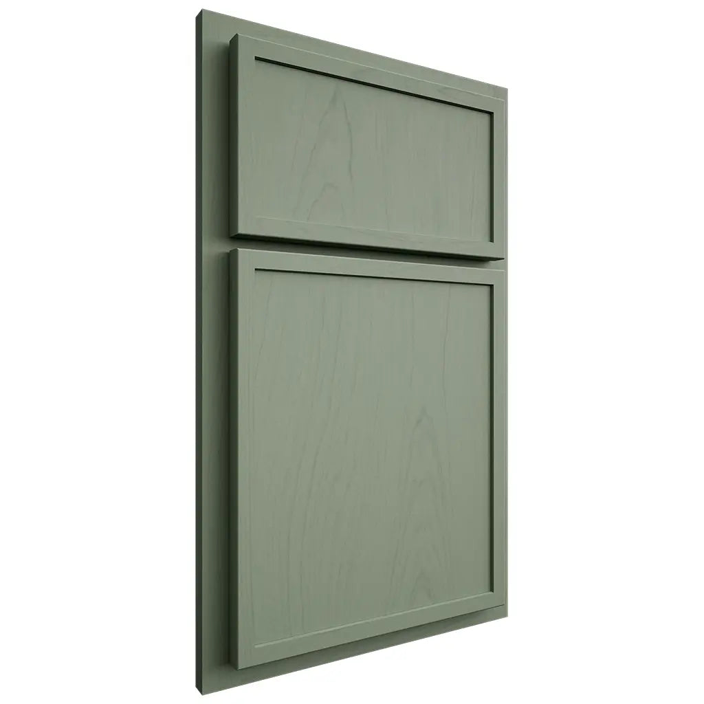 Shiloh Cabinetry Partial Overlay Napa Vertical Poplar Plain Cut Moss Door