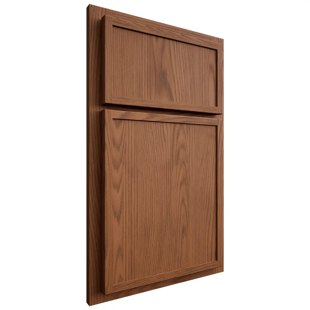 Shiloh Cabinetry Partial Overlay Napa Vertical Red Oak Plain Cut Braun Door