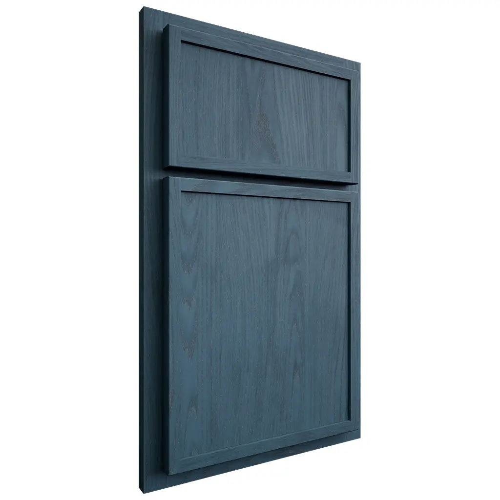 Shiloh Cabinetry Partial Overlay Napa Vertical Red Oak Plain Cut Hudson Door