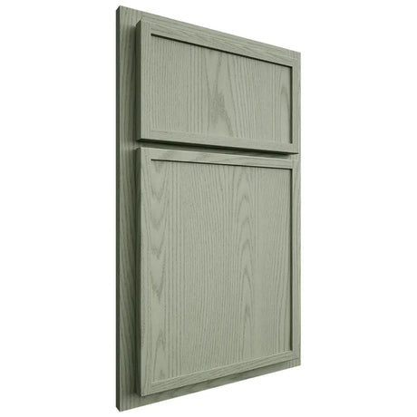 Shiloh Cabinetry Partial Overlay Napa Vertical Red Oak Plain Cut Moss Door