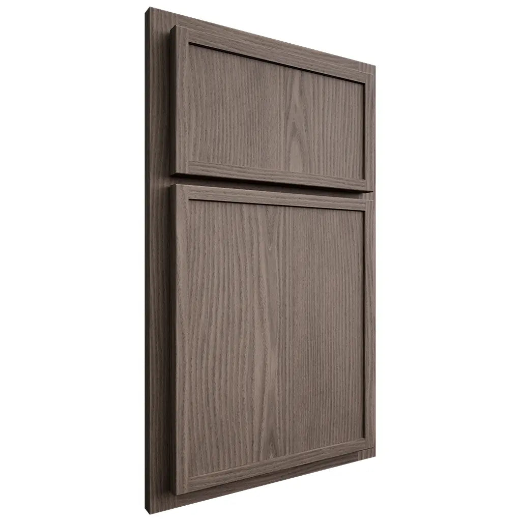 Shiloh Cabinetry Partial Overlay Napa Vertical White Oak Plain Cut Clay Door