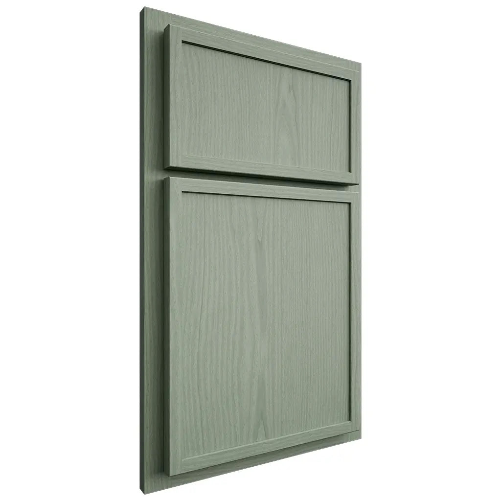 Shiloh Cabinetry Partial Overlay Napa Vertical White Oak Plain Cut Moss Door