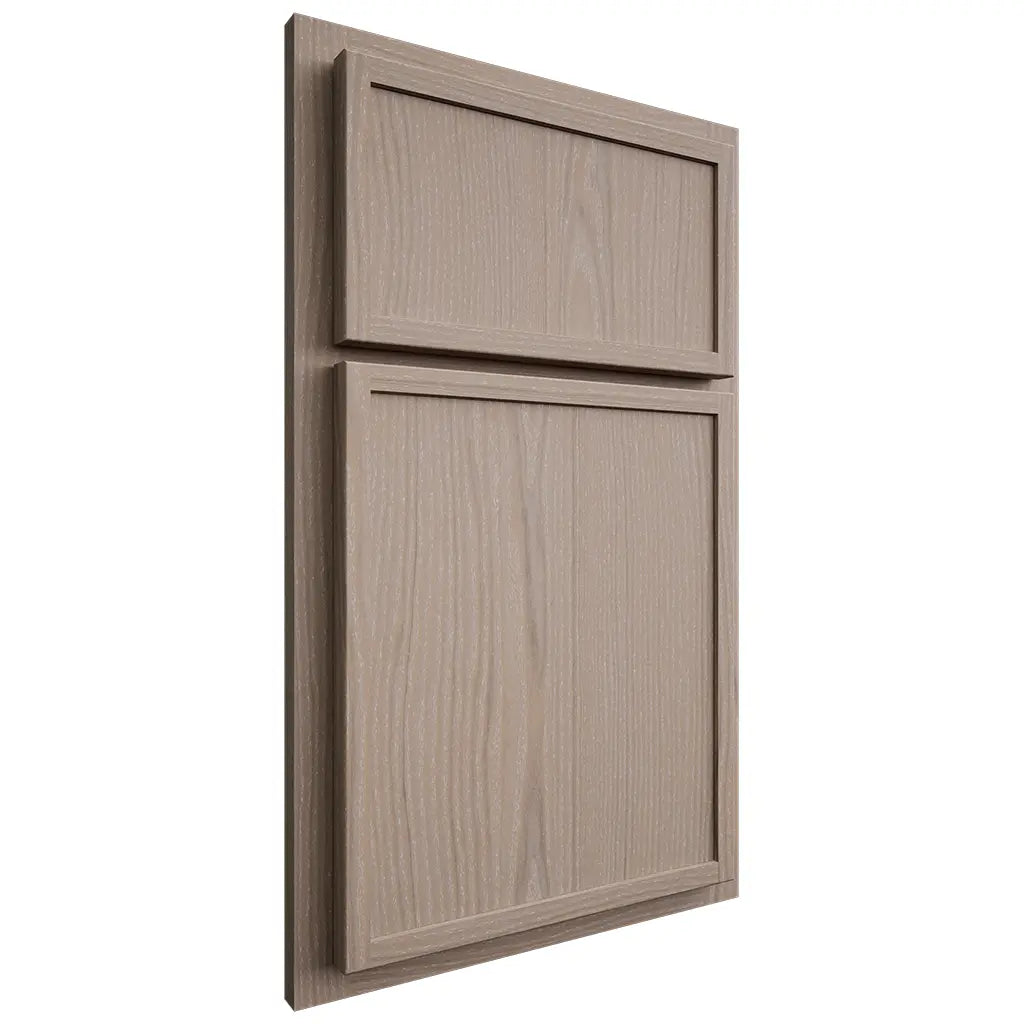 Shiloh Cabinetry Partial Overlay Napa Vertical White Oak Plain Cut Whitewash Door