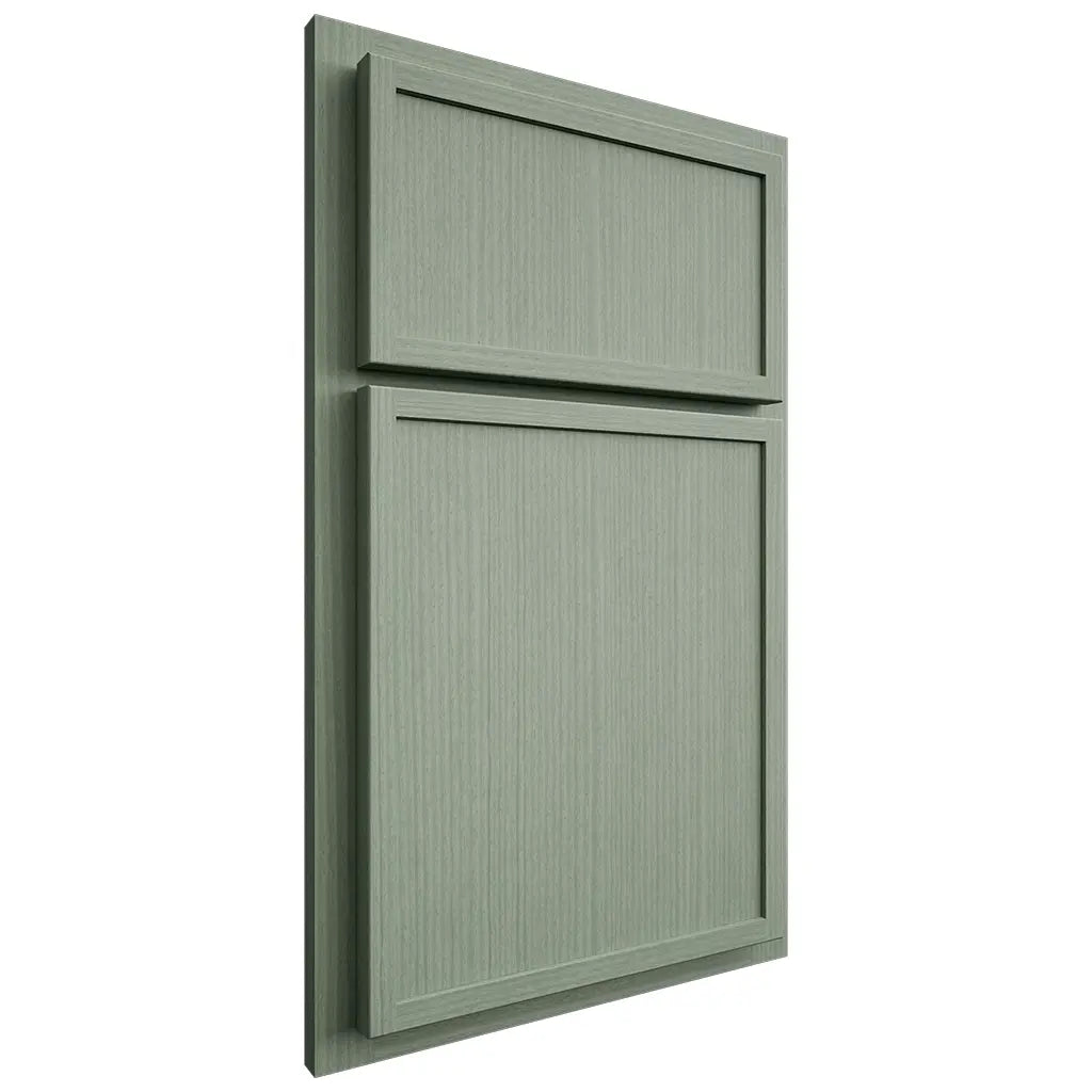 Shiloh Cabinetry Partial Overlay Napa Vertical White Oak Rift Cut Moss Door