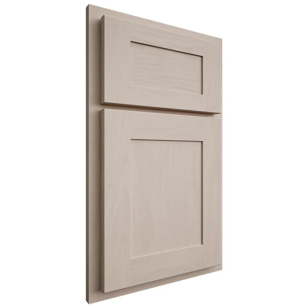 Shiloh Cabinetry Partial Overlay New Haven Alder Plain Cut White Sands Door
