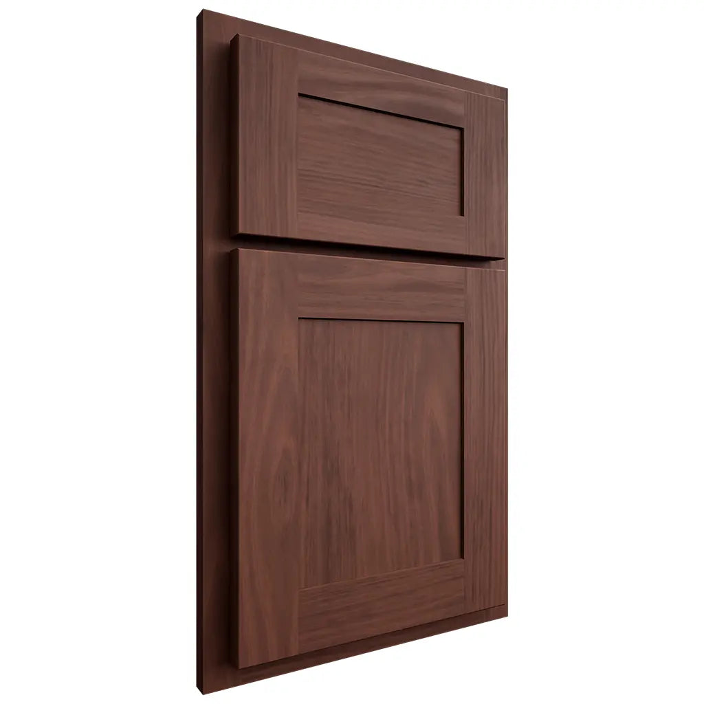 Shiloh Cabinetry Partial Overlay New Haven Cherry Plain Cut Bourbon Door