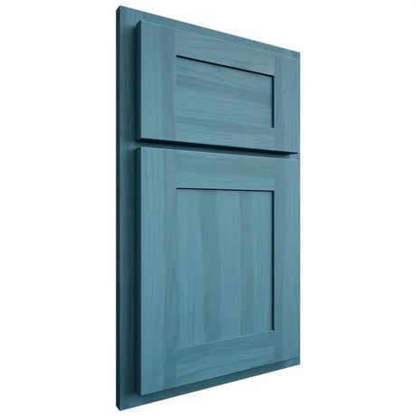Shiloh Cabinetry Partial Overlay New Haven Hickory Plain Cut Aqua Door