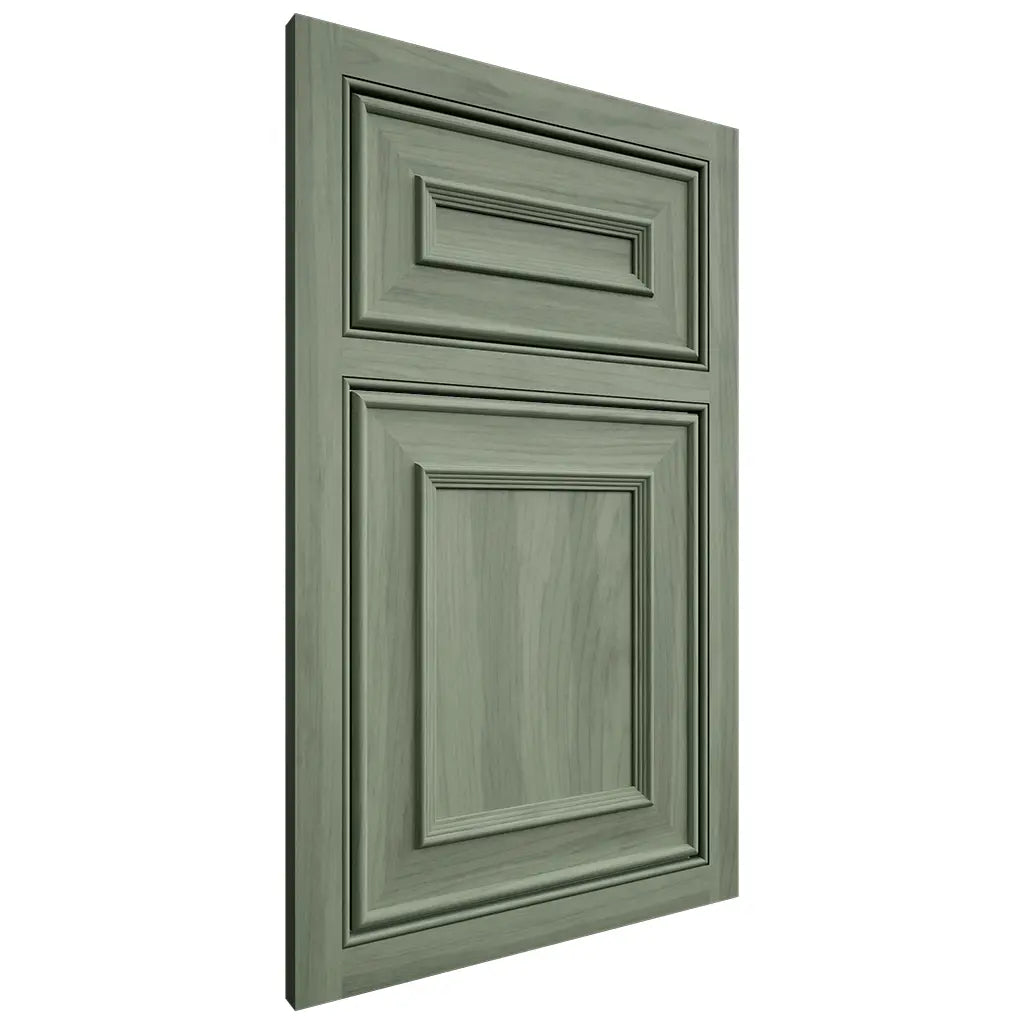 Shiloh Cabinetry Partial Overlay New Haven Hickory Plain Cut Moss Door