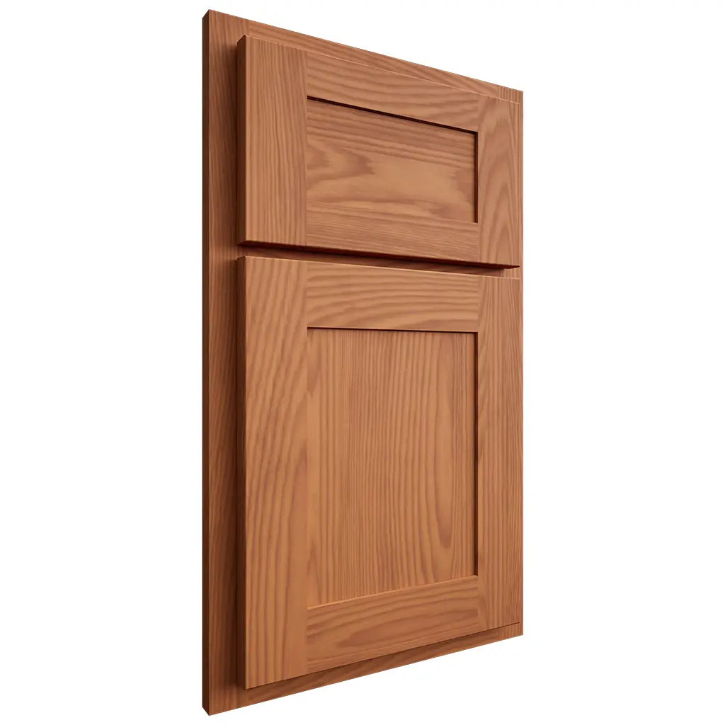 Shiloh Cabinetry Partial Overlay New Haven Red Oak Plain Cut Harvest Door