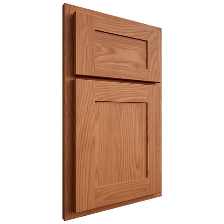Shiloh Cabinetry Partial Overlay New Haven Red Oak Plain Cut Harvest Door