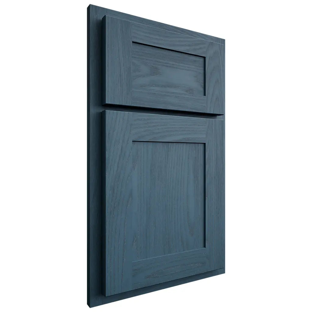 Shiloh Cabinetry Partial Overlay New Haven Red Oak Plain Cut Hudson Door