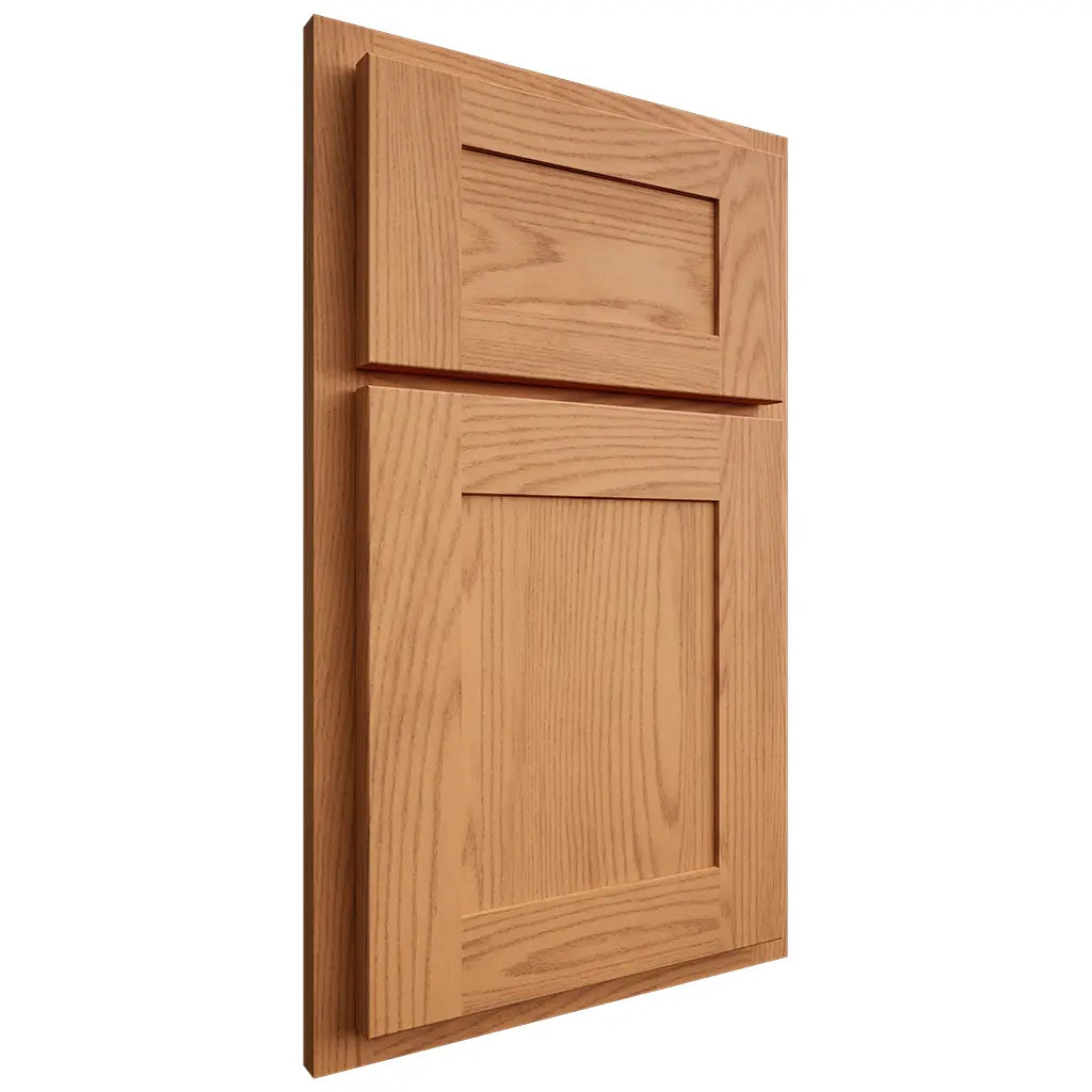 Shiloh Cabinetry Partial Overlay New Haven Red Oak Plain Cut Medium Door
