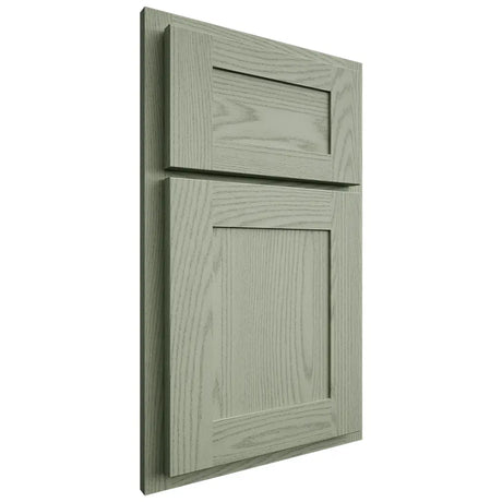 Shiloh Cabinetry Partial Overlay New Haven Red Oak Plain Cut Moss Door
