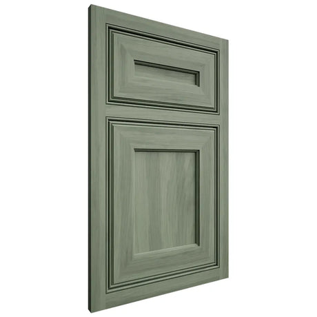 Shiloh Cabinetry Partial Overlay Oxford Hickory Plain Cut Moss Door
