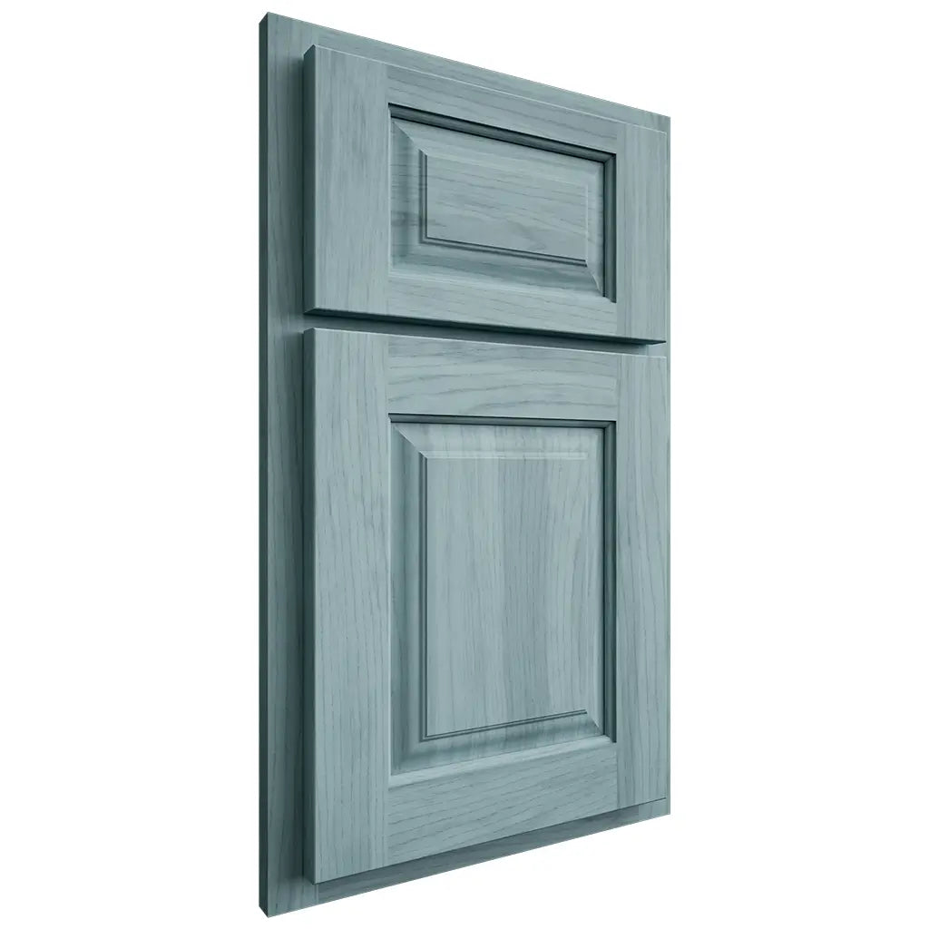 Shiloh Cabinetry Partial Overlay Oxford Hickory Plain Cut Sky Door