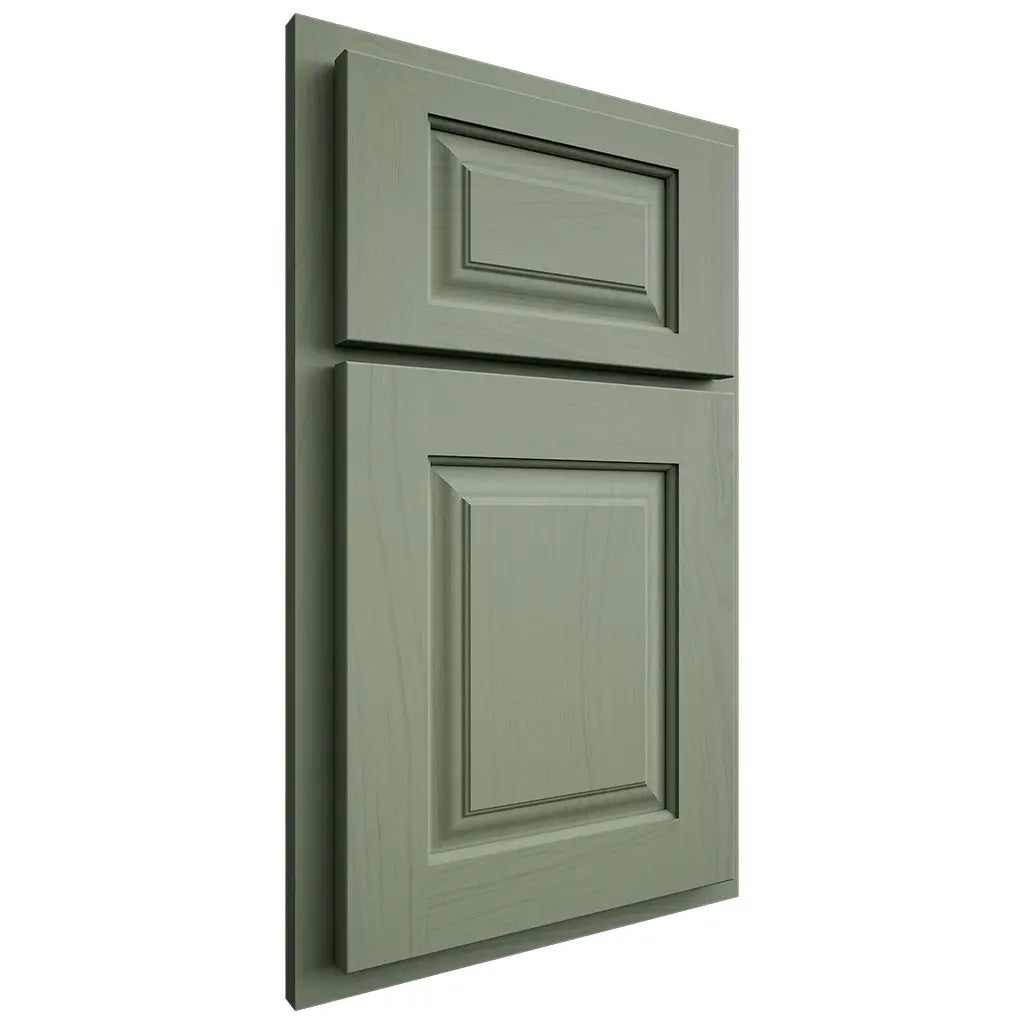 Shiloh Cabinetry Partial Overlay Oxford Poplar Plain Cut Moss Door