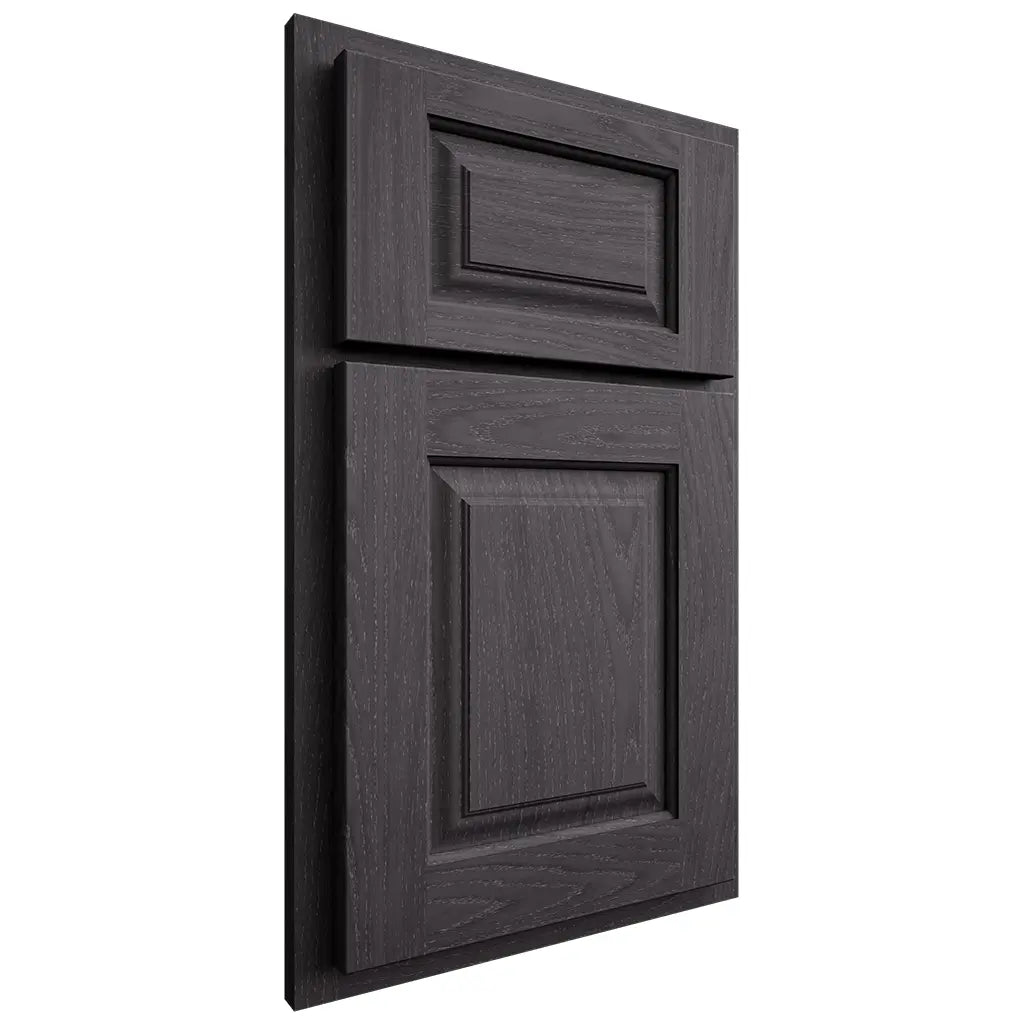 Shiloh Cabinetry Partial Overlay Oxford Red Oak Plain Cut Harbor Door