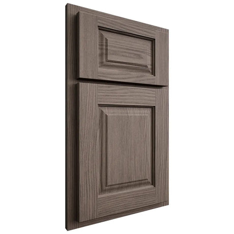 Shiloh Cabinetry Partial Overlay Oxford White Oak Plain Cut Clay Door