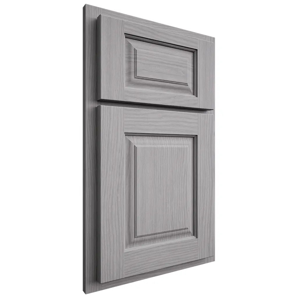 Shiloh Cabinetry Partial Overlay Oxford White Oak Plain Cut Stratus Door
