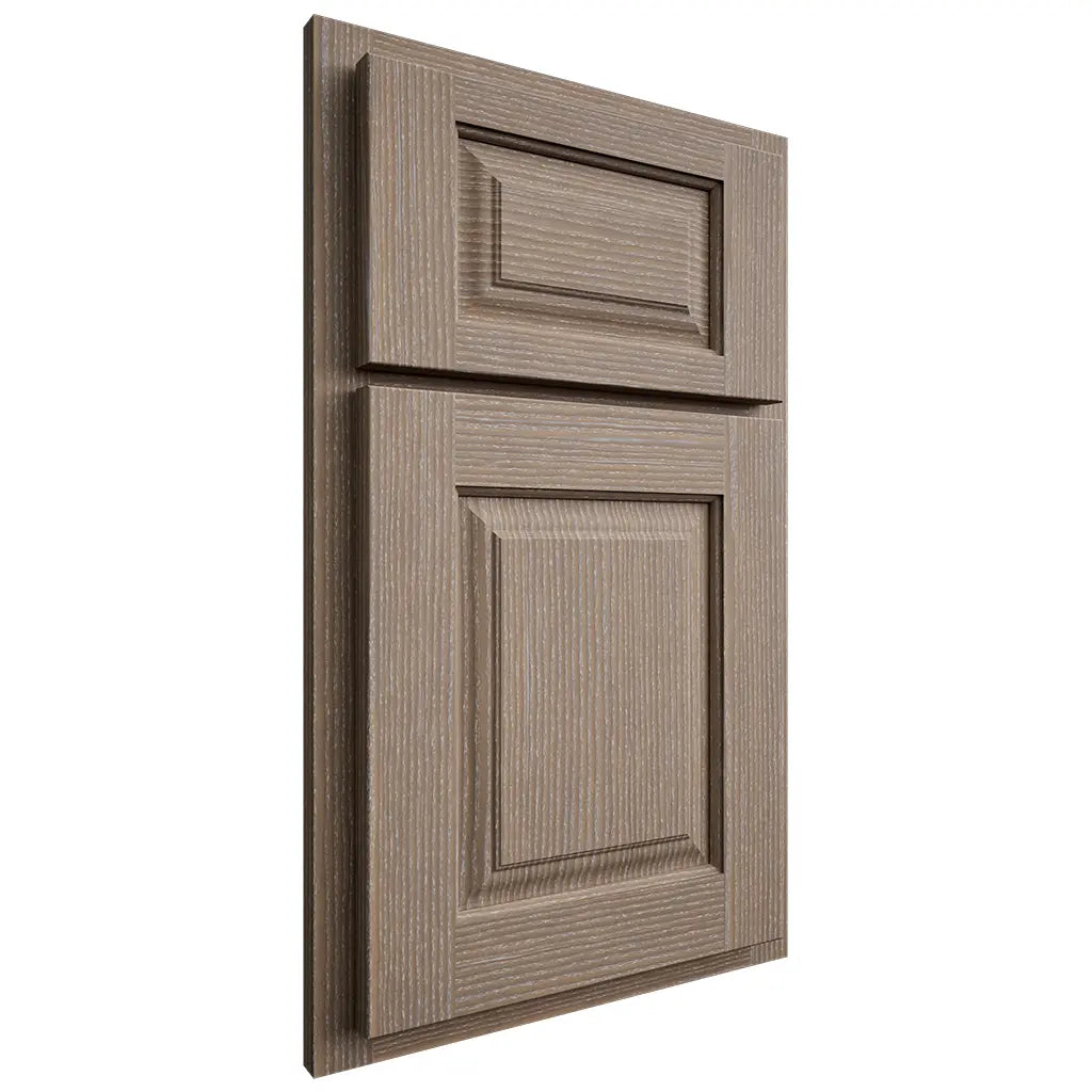 Shiloh Cabinetry Partial Overlay Oxford White Oak Rift Cut Almond Door