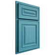 Shiloh Cabinetry Partial Overlay Portland Alder Plain Cut Aqua Door