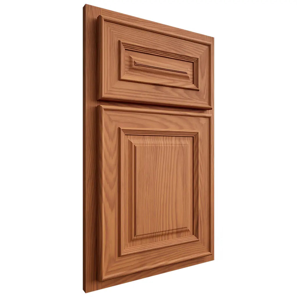 Shiloh Cabinetry Partial Overlay Portland Red Oak Plain Cut Harvest Door
