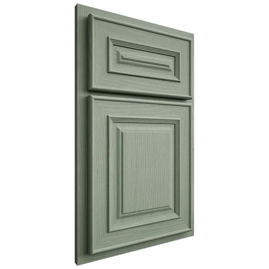 Shiloh Cabinetry Partial Overlay Portland White Oak Plain Cut Moss Door