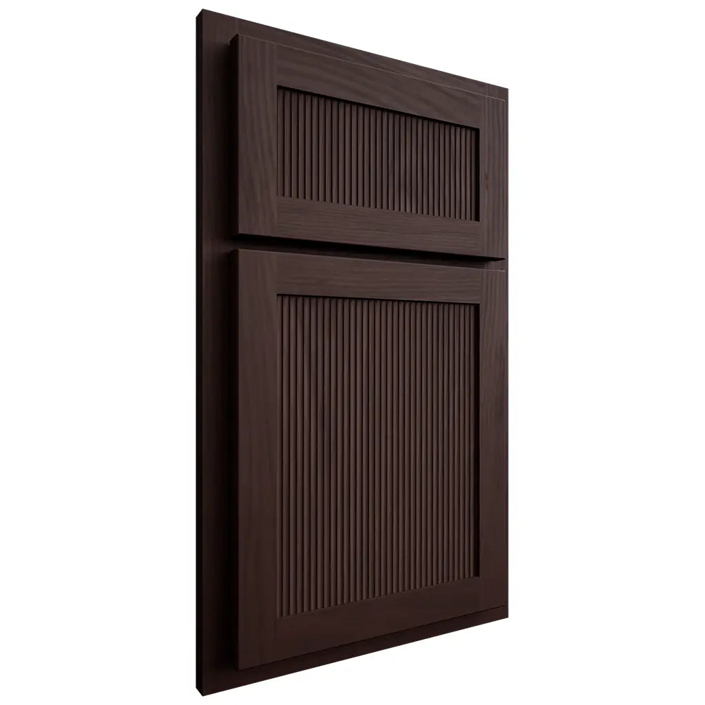 Shiloh Cabinetry Partial Overlay Reeded Malibu Alder Plain Cut Bistre Door