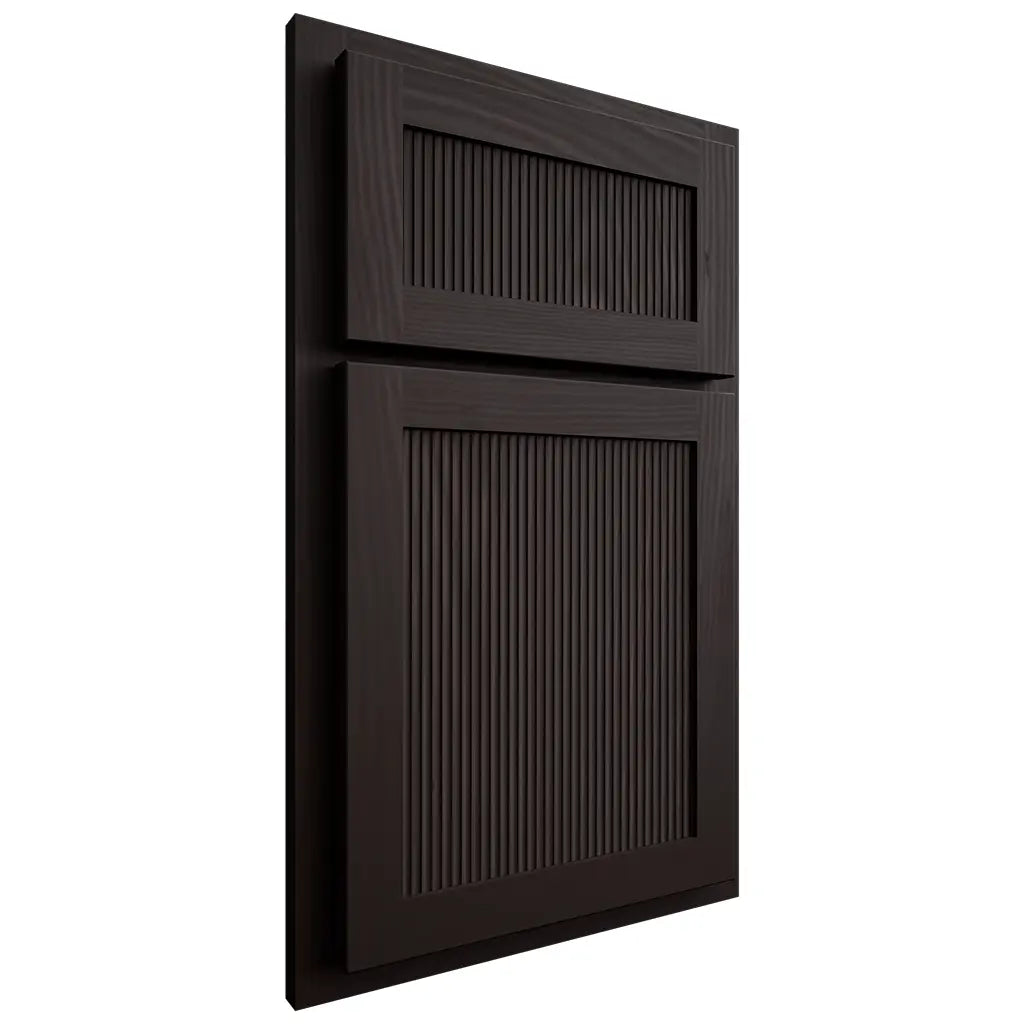 Shiloh Cabinetry Partial Overlay Reeded Malibu Alder Plain Cut Espresso Door