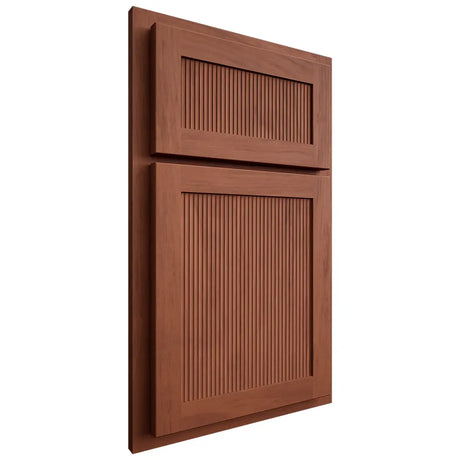 Shiloh Cabinetry Partial Overlay Reeded Malibu Alder Plain Cut Sierra Door