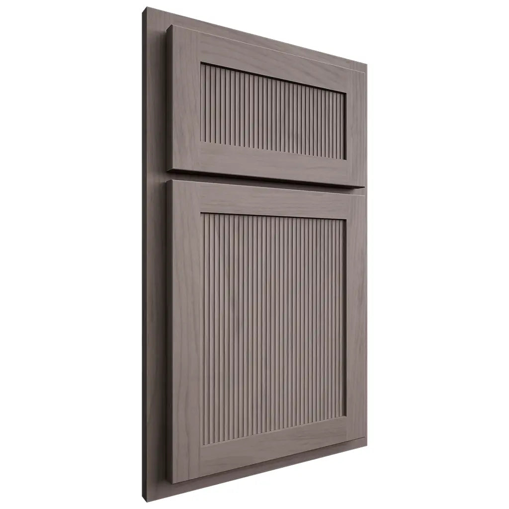 Shiloh Cabinetry Partial Overlay Reeded Malibu Alder Plain Cut Stonehenge Door