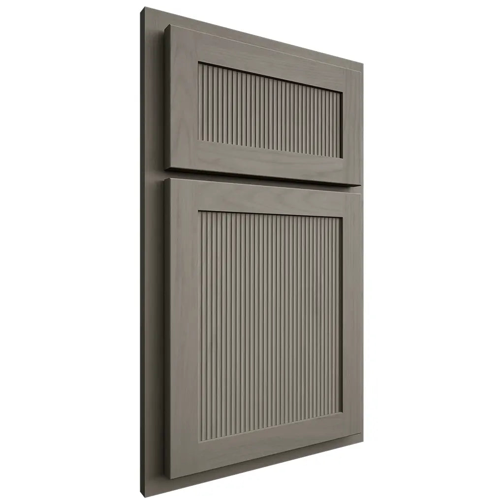 Shiloh Cabinetry Partial Overlay Reeded Malibu Alder Plain Cut Thyme Door