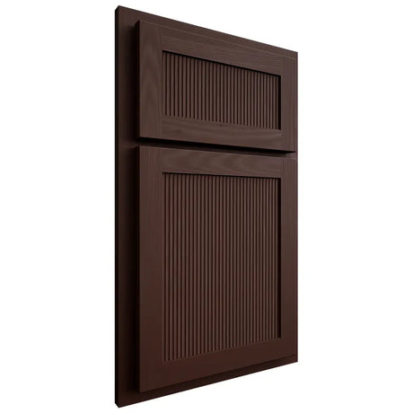 Shiloh Cabinetry Partial Overlay Reeded Malibu Alder Plain Cut Umber Door