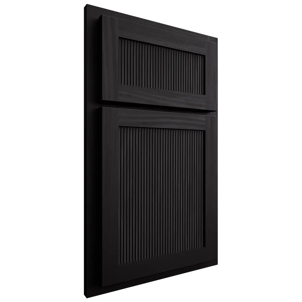 Shiloh Cabinetry Partial Overlay Reeded Malibu Cherry Plain Cut Espresso Door