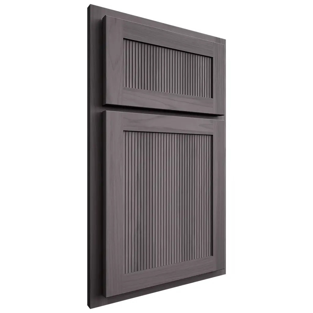 Shiloh Cabinetry Partial Overlay Reeded Malibu Hickory Plain Cut Cadet Door