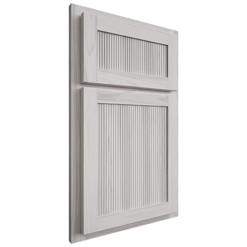 Shiloh Cabinetry Partial Overlay Reeded Malibu Hickory Plain Cut Cotton Door