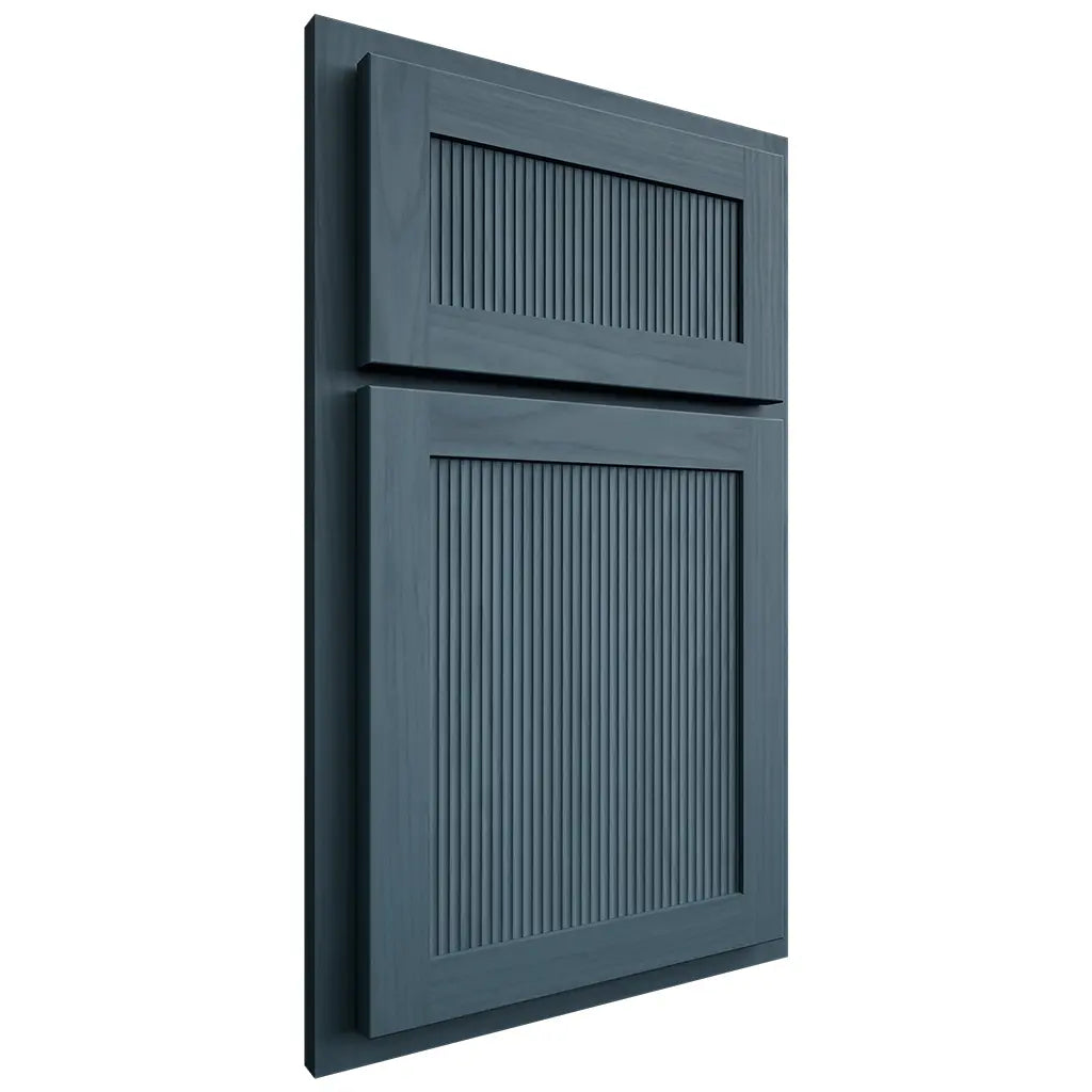 Shiloh Cabinetry Partial Overlay Reeded Malibu Hickory Plain Cut Hudson Door