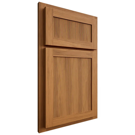 Shiloh Cabinetry Partial Overlay Reeded Malibu Hickory Plain Cut Medium Door