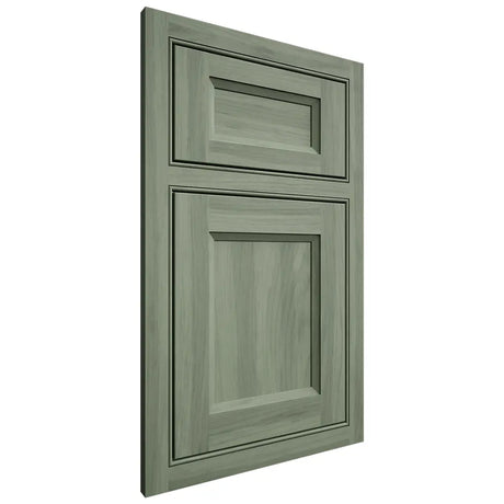 Shiloh Cabinetry Partial Overlay Reeded Malibu Hickory Plain Cut Moss Door