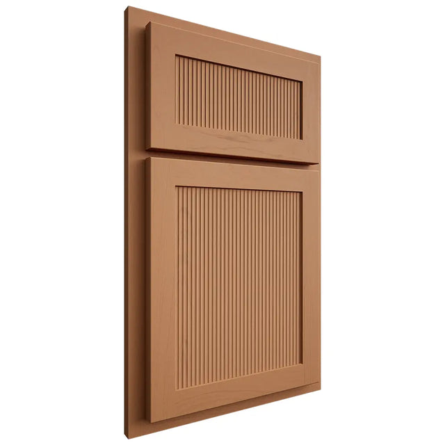 Shiloh Cabinetry Partial Overlay Reeded Malibu Maple Plain Cut Cashmere Door