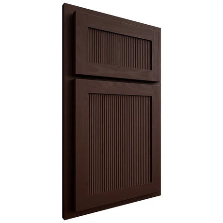Shiloh Cabinetry Partial Overlay Reeded Malibu Maple Plain Cut Cocoa Door