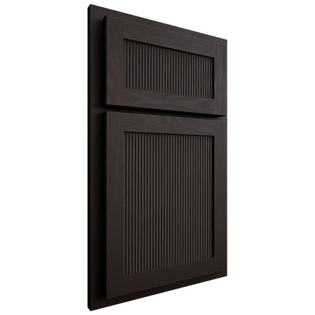 Shiloh Cabinetry Partial Overlay Reeded Malibu Maple Plain Cut Espresso Door