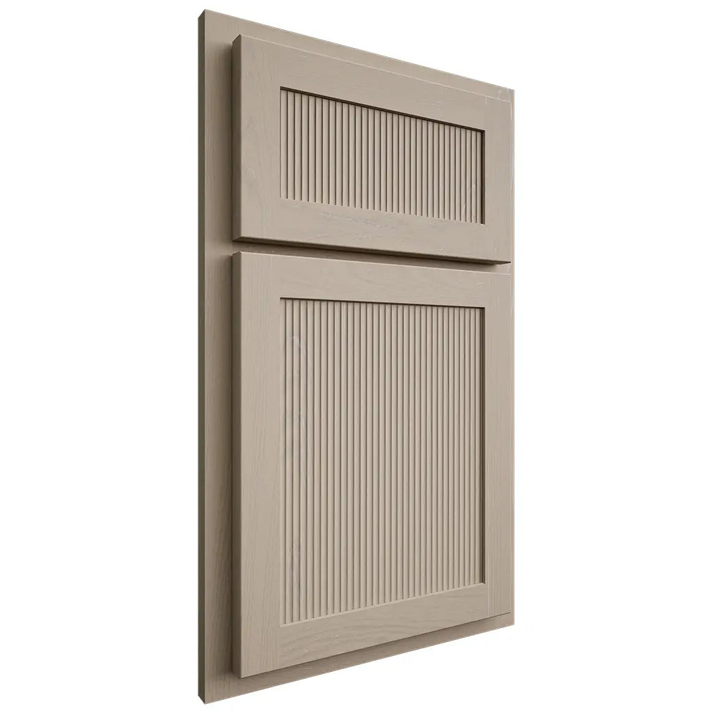 Shiloh Cabinetry Partial Overlay Reeded Malibu Maple Plain Cut Pebble Door