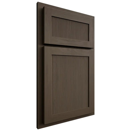 Shiloh Cabinetry Partial Overlay Reeded Malibu Maple Plain Cut Perfect Brown Door
