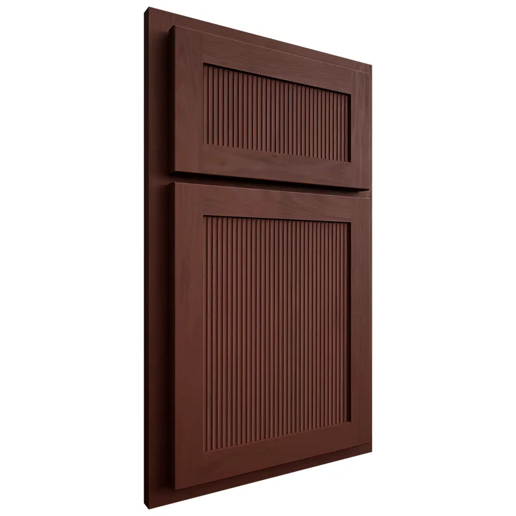 Shiloh Cabinetry Partial Overlay Reeded Malibu Maple Plain Cut Sable Door