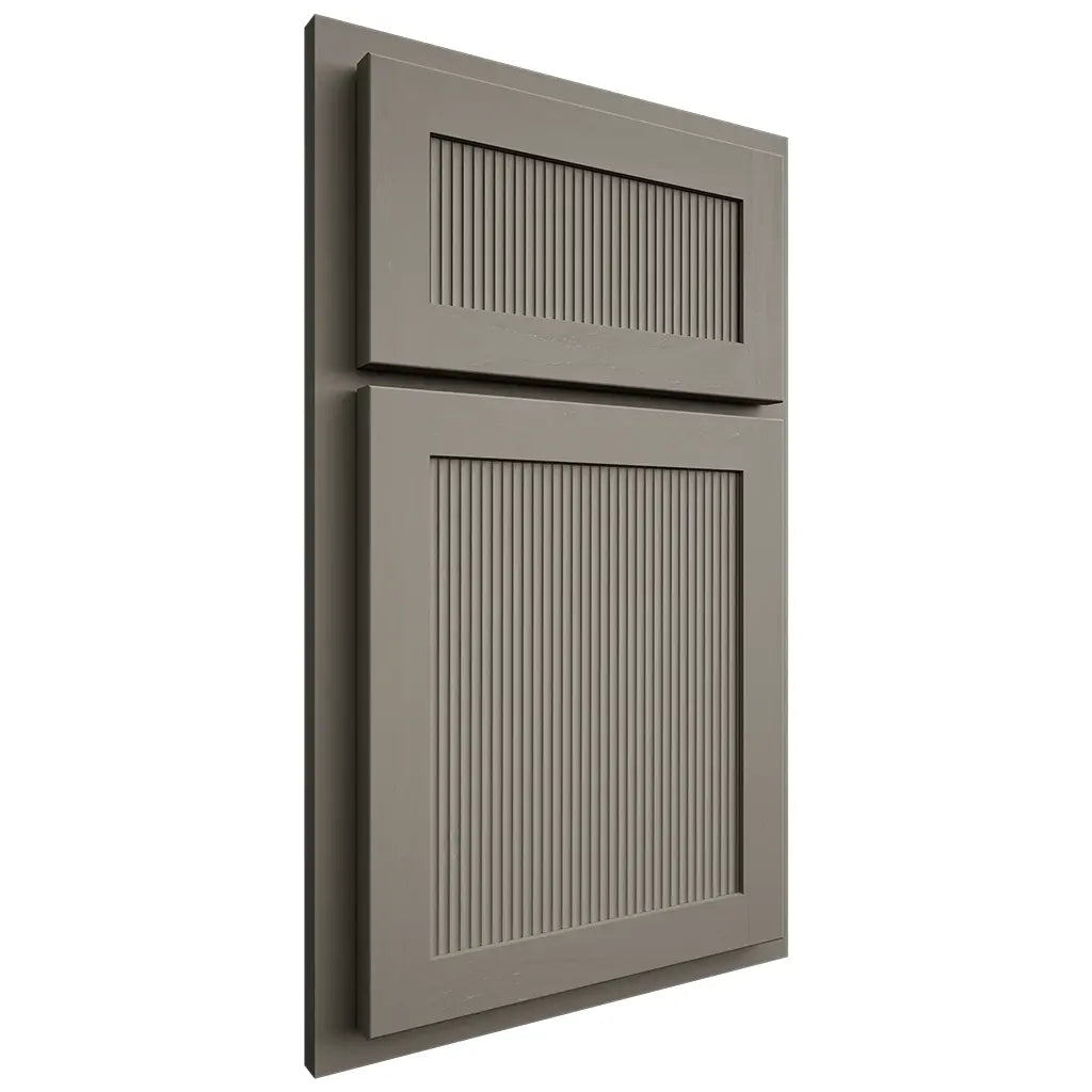 Shiloh Cabinetry Partial Overlay Reeded Malibu Maple Plain Cut Thyme Door