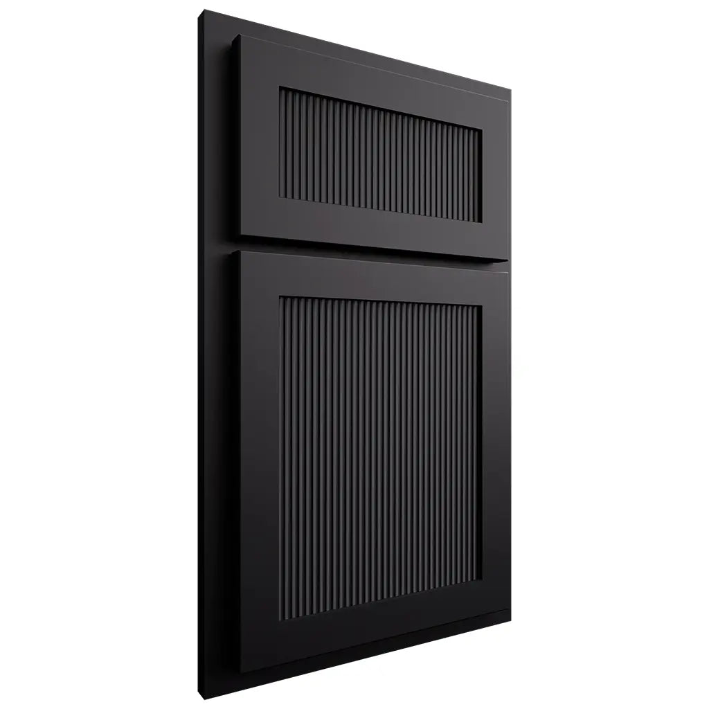 Shiloh Cabinetry Partial Overlay Reeded Malibu Paintable Black Door